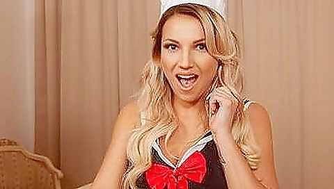 Sexy blonde milf gets fucked by a dildo and snuger